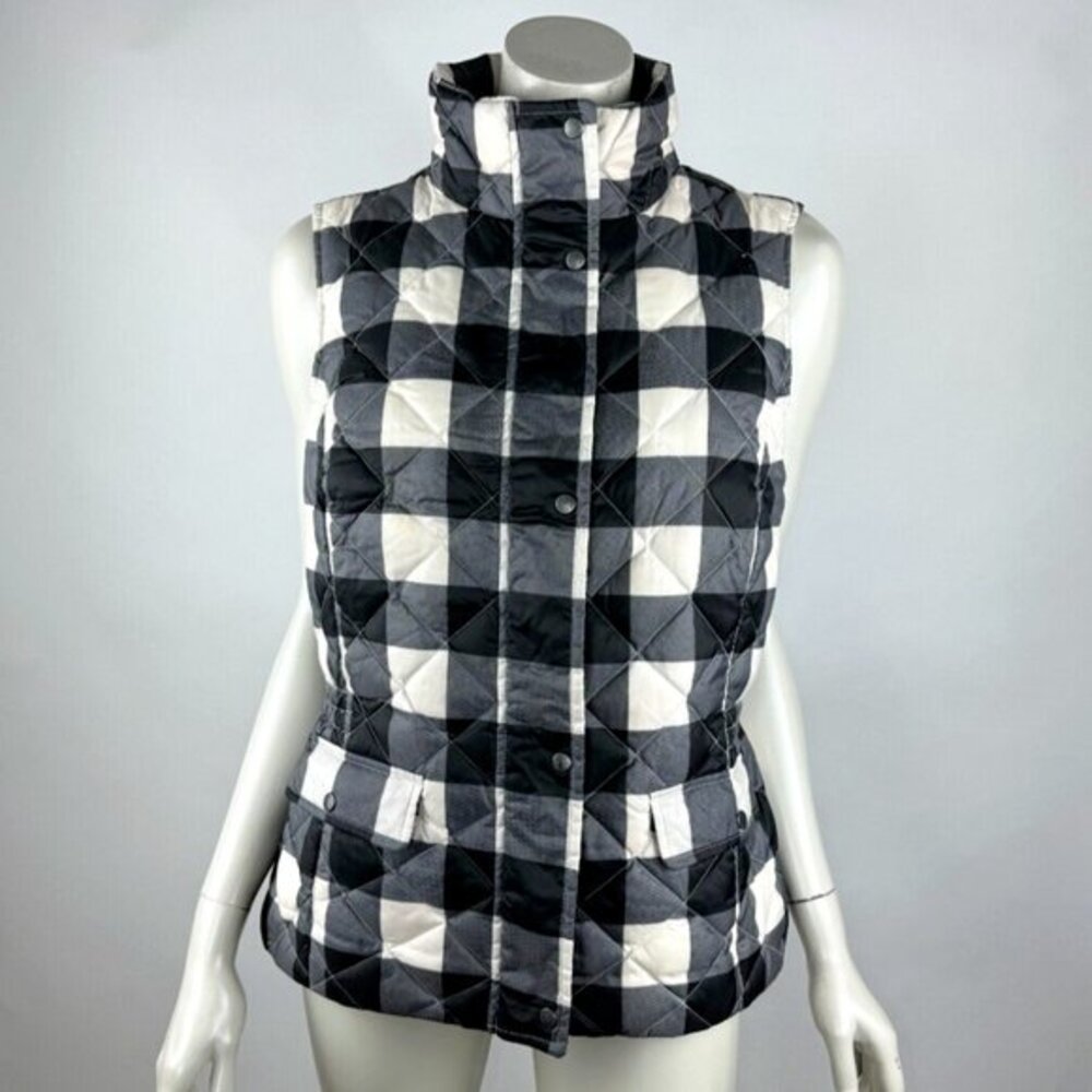 Talbots Black and White Checkered Vest